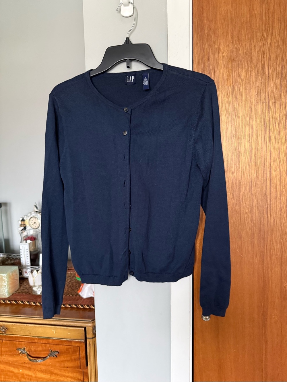 GAP Navy Cotton Button-Front Cardigan
